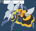  antennae arthropod bee beedrill blush claws erection eye_contact female handjob insect male misericorde nintendo penis plain_background pok&#233;mon pok&eacute;mon precum red_eyes sex stinger straight vespiquen video_games wings 