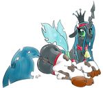  anus bell butt changeling collar equine female feral friendship_is_magic horn horse lying mammal my_little_pony on_side plain_background pony pussy queen_chrysalis_(mlp) ricocake signature solo white_back white_background wings 