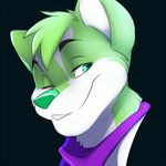  anthro bandanna canine cute dog headshot husky jailbird mammal niic one_eye_closed portrait purple purple_clothing solo wink 