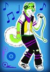  bandanna canine cute dancing dog false_pretense headphones husky ipod listening_to_music male mammal niic purple purple_clothing solo 