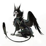  ambiguous_gender avian beak feral gryphon horn male murcifer olivier plain_background sitting solo white_background wings 