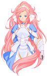  armor armored_dress blue_eyes dokidoki!_precure dress hairband kazuma_muramasa long_hair marie_ange pink_hair precure simple_background very_long_hair white_background 