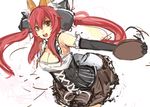  alternate_costume animal_ears breasts cleavage corset elbow_gloves fate/extra fate_(series) fox_ears gloves hair_ribbon large_breasts open_mouth panties_(pantsu-pirate) pink_hair ribbon sketch skirt solo tamamo_(fate)_(all) tamamo_no_mae_(fate) tray twintails waitress yellow_eyes 