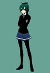  alternate_color bad_id bad_pixiv_id black_eyes crossed_arms green_background green_hair midorikawa_nao nakaya_106 pantyhose ponytail precure pullover school_uniform simple_background skirt smile_precure! solo standing 