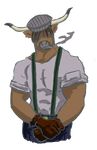  bovine cattle gloves hi_res horn male mammal muscles object_in_mouth plain_background safe smoking solo stetson suspenders transparent_background 