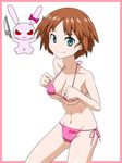  bikini blue_eyes brown_hair bunny emblem girls_und_panzer highres oonishi_shunsuke sakaguchi_karina short_hair swimsuit 