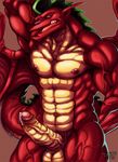  2013 abs american_dragon:_jake_long anthro balls biceps big_penis brown_skin dragon dreke dripping erection fangs flexing glans green_hair hair humanoid_penis jake_long leaking male muscles nipples nude open_mouth pecs penis plain_background pose precum presenting red_body red_dragon red_skin ripped scales scalie solo standing teeth vein wings 