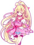  aida_mana anthiea bad_id bad_pixiv_id blonde_hair bow cure_heart dokidoki!_precure hand_on_hip heart highres licking_lips long_hair one_eye_closed pink_bow pink_eyes pink_sleeves ponytail precure simple_background solo tongue tongue_out very_long_hair white_background 