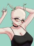  1girl absurdres antlers bald bald_girl ceres_fauna glasses highres hololive hololive_english horns yafatguy 