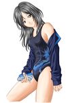  black_eyes black_hair competition_swimsuit goggles jacket long_hair nagisa_k one-piece_swimsuit original solo swim_cap swimsuit 