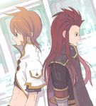  artist_request asch back-to-back green_eyes long_hair lowres luke_fon_fabre male_focus multiple_boys red_hair surcoat tales_of_(series) tales_of_the_abyss 