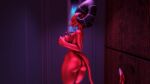  3d_(artwork) anthro barbie_(helluva_boss) bathing big_breasts big_butt breasts butt claws demon detailed_background digital_media_(artwork) eyes_closed female helluva_boss hi_res horn imp nude open_mouth open_smile red_body shower showering smile solo sonicthebitch tail thick_thighs water 