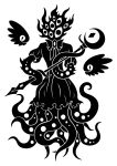  2016 ambiguous_gender arm_spikes black_and_white bow_ribbon clothed clothing digital_drawing_(artwork) digital_media_(artwork) dress elbow_spikes eldritch_abomination feral floating_wings front_view full-length_portrait hi_res holding_wand magic_wand magical_girl_outfit monochrome multi_eye neck_ribbon portrait pupils scp-2006-j-1 scp-2006-j-3 scp_foundation silhouette simple_background slit_pupils solo spiked_tentacles spikes spikes_(anatomy) sunnyclockwork tentacle_arms tentacle_creature tentacles white_background wing_eyes wings 