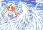  angel bad_id bad_pixiv_id blonde_hair blue_eyes cloud day ef feathers gloves halo hayama_mizuki long_hair sky solo wings yuriko 
