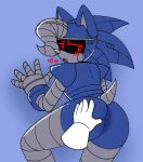  2024 anarchyberylz anthro anus archie_comics blue_body blush blush_lines butt disembodied_hand eulipotyphlan flustered grey_body hearts_around_head hedgehog jules_hedgehog looking_back machine male mammal robot screen_eyes sega short_tail silver_body simple_background solo sonic_the_hedgehog_(archie) sonic_the_hedgehog_(comics) sonic_the_hedgehog_(series) spread_butt spreading tail 