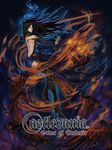  backless_outfit bird black_hair blue_eyes castlevania castlevania:_order_of_ecclesia copyright_name crow goenitzchild highres logo long_hair magic raven_(animal) shanoa solo tattoo 