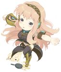  :3 akusyu armband armlet bad_id bad_pixiv_id black_skirt blush chibi double_lariat_(vocaloid) frying_pan headphones long_hair long_skirt lowres megurine_luka pink_hair side_slit skirt solo thighhighs very_long_hair vocaloid 