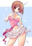  bad_id bad_pixiv_id breasts choker cute_&amp;_girly_(idolmaster) gloves hagiwara_yukiho heart idolmaster idolmaster_(classic) idolmaster_1 medium_breasts miniskirt navel panties pantyshot red_eyes short_hair skirt solo underwear yukiwo 