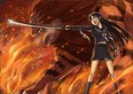  black_hair fukutarou_(enji127) ga-rei ga-rei_zero isayama_yomi katana kneehighs long_hair ranguren school_uniform serafuku socks sword weapon 