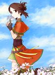  bad_id bad_pixiv_id brown_eyes brown_hair day dress field flower flower_field irina_sykes looking_at_viewer outdoors petals puffy_short_sleeves puffy_sleeves red_dress sansou short_hair short_sleeves solo standing the_last_remnant 
