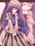  bad_id bad_pixiv_id bespectacled book crescent glasses hair_ribbon hat long_hair one_eye_closed patchouli_knowledge purple_eyes purple_hair ribbon shiguri solo touhou zoom_layer 