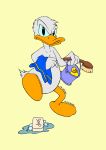  absurd_res anatid anseriform anthro avian beak bird bucket container disney donald_duck duck feathers hi_res male nude rubber_duck scrub_brush soap solo tail tail_feathers togrieve towel white_body white_feathers 