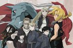  4boys absurdres aiguillette alphonse_elric amestris_military_uniform androgynous bangs black_hair blunt_bangs bob_cut braid edward_elric envy_(fma) everyone fullmetal_alchemist glasses highres ito_yoshiyuki lyra military military_uniform multiple_boys multiple_girls riza_hawkeye roy_mustang short_hair uniform van_hohenheim winry_rockbell 