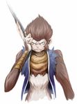  breath_of_fire breath_of_fire_ii brown_hair jacket knife lowres male_focus monkey solo sten_legacy taka_yanagi torn_clothes 