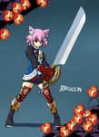  7th_dragon 7th_dragon_(series) animal_ears bucter_6_8 cat_ears fighter_(7th_dragon) gloves green_eyes harukara_(7th_dragon) purple_hair short_hair solo sword thighhighs weapon 