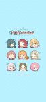  6+girls ;) ;d ;o ^_^ absurdres arimura_mao blonde_hair brown_hair chibi chibi_only closed_eyes commentary_request copyright_name cropped_torso doyagao flying_sweatdrops fujita_kotone gakuen_idolmaster green_hair grey_hair hanami_saki highres himesaki_rinami idolmaster katsuragi_lilja kuramoto_china light_brown_hair milestone_celebration multiple_girls official_art one_eye_closed orange_hair pink_hair polka_dot polka_dot_background shinosawa_hiro shiun_sumika smile smug sparkle thumbs_up tsukimura_temari upper_body xo 