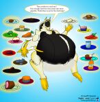 anthro arceus belly belly_hair big_belly bloated body_hair deity eating eating_food english_text feast floating food fur generation_4_pokemon hi_res k9manx90_(artist) legendary_pokemon male musclegut muscular navel navel_outline nintendo obese obese_anthro obese_male overweight overweight_anthro overweight_male pecs pokemon pokemon_(species) sharp_teeth sitting sitting_on_cloud solo stuffing stuffing_(food) teeth text