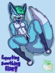 blue_body blue_fur canid canine fox fur hi_res mammal mitsuthesune nonbinary_(lore) nude paws scar spread_legs spreading tongue tongue_out trans_(lore)
