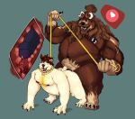  anal anal_penetration anthro bear belly big_dom_small_sub claws collar dominant dominant_male duo eye_roll facial_hair genitals humanoid_genitalia humanoid_penis internal internal_anal leash leash_pull leashed_collar male male/male mammal manly mustache nanuk_(artist) nanuk_the_bear nude obese obese_male overweight overweight_male penetration penis sex size_difference 