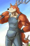  biceps bigger_version_at_the_source canine fur male mammal mumu mumu202 muscles overalls pecs plain_background pose solo standing wolf wuffle 