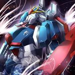  glowing glowing_eyes gundam mecha no_humans shield solo zeta_gundam zeta_gundam_(mobile_suit) 