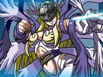  1girl 4:3 angel angewomon approximated_aspect_ratio aruni blonde_hair digimon helmet monster_girl smile wings 