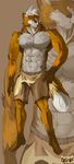  anthro biceps big_muscles bigger_version_at_the_source blowup_background boxers brown_background brown_fur brown_nose canine clothing fox fur hair invalid_color male mammal muscles orange_fur paws pecs plain_background pose shorts solo standing toned topless underwear unknown_artist white_fur white_hair 