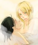  bathing blonde_hair christa_renz freckles looking_at_another multiple_girls nude secca12 shingeki_no_kyojin short_hair ymir_(shingeki_no_kyojin) yuri 