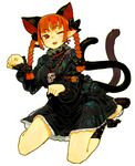 animal_ears bad_id bad_pixiv_id bell bow braid cat_ears cat_tail dress extra_ears full_body green_dress hair_bow jewelry jingle_bell kaenbyou_rin kishi_kaisei long_hair long_sleeves multiple_tails necklace oekaki orange_hair paw_pose pendant pointy_ears puffy_long_sleeves puffy_sleeves red_eyes red_hair ribbon sitting skull solo tail touhou twin_braids twintails wariza white_background wince 