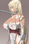  bdsm blonde_hair blue_eyes bondage bound breast_slip breasts chain collar covered_nipples earrings elf huge_breasts jewelry kunifuto long_hair nipples nude one_breast_out original pointy_ears see-through slave solo torn_clothes 