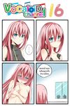  1girl 2boys 4koma black_dress blush breasts catstudioinc_(punepuni) cleavage comic covering covering_breasts dress highres kagamine_len kaito large_breasts left-to-right_manga long_hair megurine_luka multiple_boys nude pink_hair silhouette tears thai translated trembling undressing very_long_hair vocaloid window 