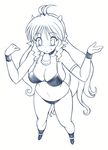  bell bikini blush breasts choker cow_bell cow_horns gomamiso_(gomamiso_sp) horns large_breasts long_hair monochrome original simple_background solo swimsuit ushita_kaoruko very_long_hair white_background 