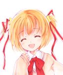  :d ^_^ blonde_hair blue_eyes chibitan closed_eyes kamikita_komari little_busters! open_mouth ribbon school_uniform short_hair smile solo 