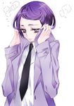  dokidoki!_precure hood hoodie jacket kenzaki_makoto necktie precure purple_eyes purple_hair short_hair simple_background solo tima white_background 