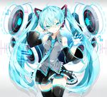  bad_id bad_pixiv_id blue_eyes blue_hair detached_sleeves hatsune_miku headphones holographic_interface long_hair necktie panties rooseputo_02 skirt smile solo speaker striped striped_panties thighhighs twintails underwear vocaloid 