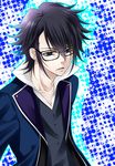  bad_id bad_pixiv_id black_hair blue_eyes fushimi_saruhiko glasses highres k_(anime) male_focus okomochi solo 