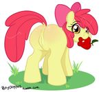  apple apple_bloom_(mlp) bow butt cub equine female feral friendship_is_magic fruit horse looking_back mammal my_little_pony pony ponyclopsasaurus pussy solo young 