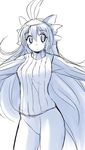  gomamiso_(gomamiso_sp) highres long_hair miwajou monochrome original simple_background solo sweater very_long_hair white_background 
