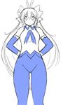  gomamiso_(gomamiso_sp) hands_on_hips highres long_hair looking_at_viewer miwajou original partially_colored simple_background solo very_long_hair white_background 