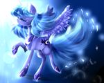  abstract_background adoptaponyshadow aquagalaxy blue_hair crying cutie_mark equine female feral friendship_is_magic hair hi_res horn horse mammal my_little_pony pony princess_luna_(mlp) solo standing tears winged_unicorn wings 